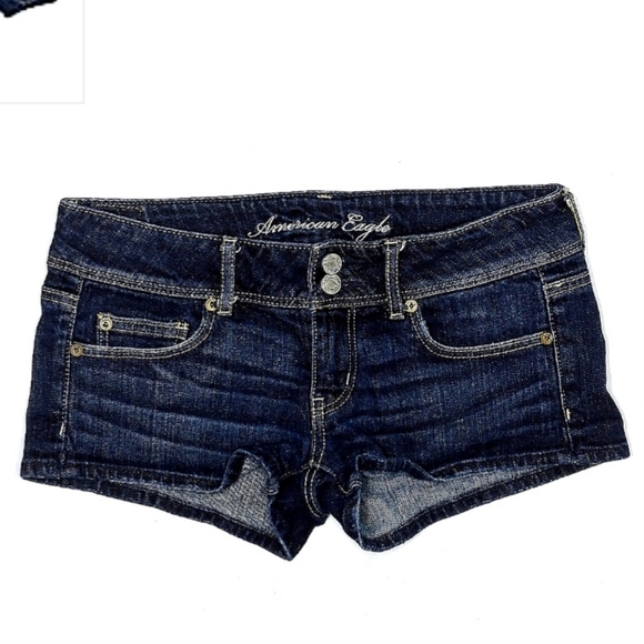 American Eagle Outfitters Pants - American Eagle AEO Stretch Short Shorts Blue Denim Jorts Women's Size 4 Cute EUC